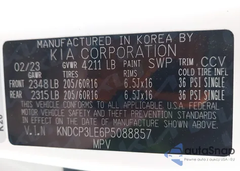 2023 Kia Niro Lx z USA, uszkodzony, nr VIN KNDCP3LE6P5088857